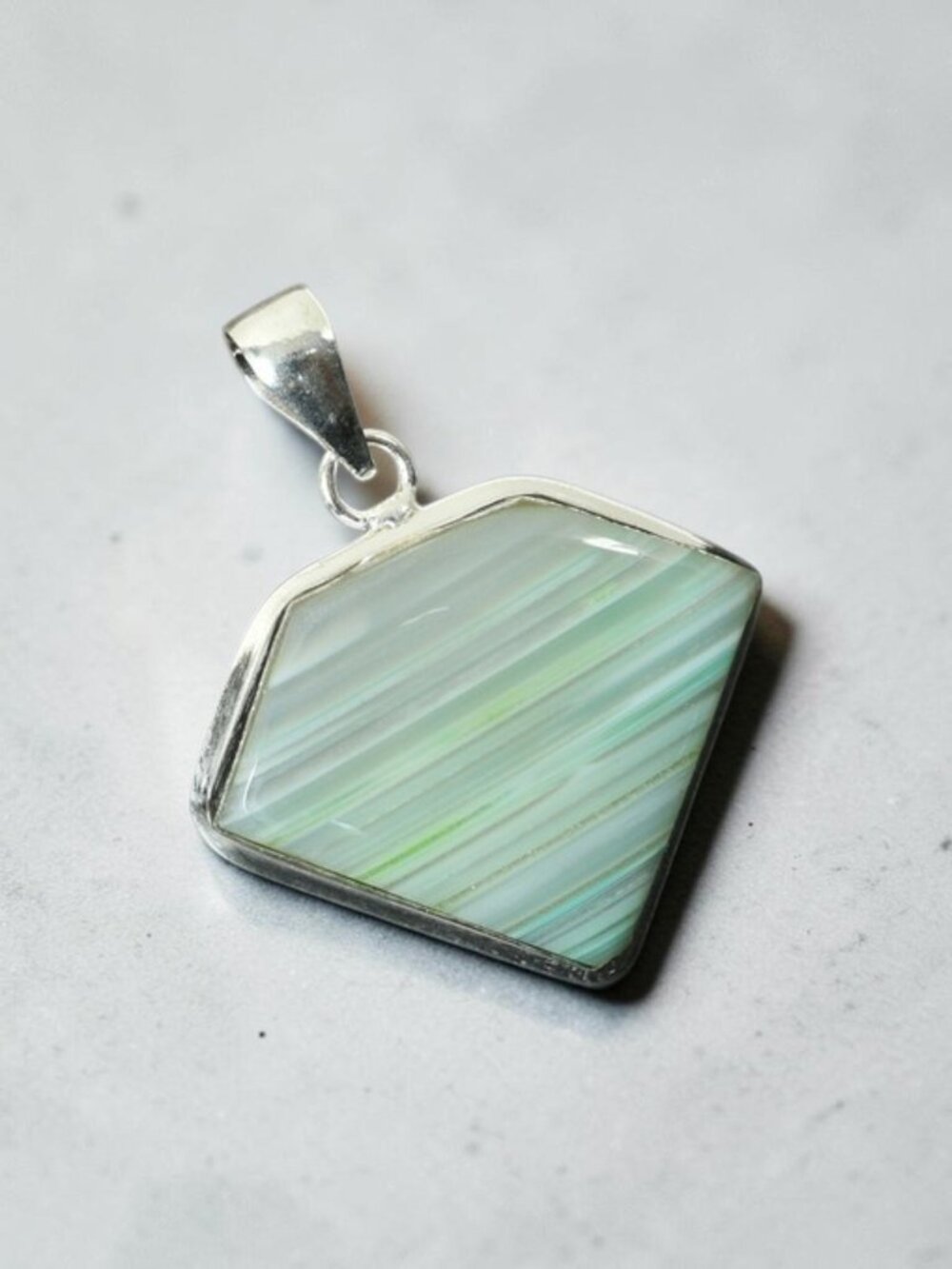'SUPER GIRL CUT" Botswana Agate Gemstone Handmade Pendant 2.2"